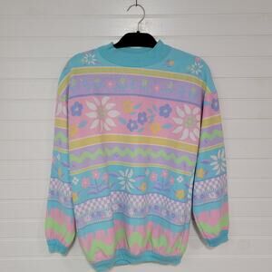 Additions by Ronnie Vintage 80s Medium Mock Neck Sweatshirt Cottagecore Floral